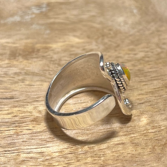 Ethiopian Opal 925 Sterling Silver Adjustable Open Ring - Picture 6 of 13